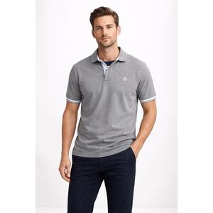 Henri Lloyd Men's Grey Classic Polo Shirt Short Sleeve Size L Union Jack Collar